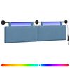 vidaXL T&ecirc;te de lit suspendue Bleu Tissu en velours c&ocirc;tel&eacute;