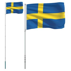 vidaXL Drapeau de la Su&egrave;de et m&acirc;t 5,5 m Aluminium
