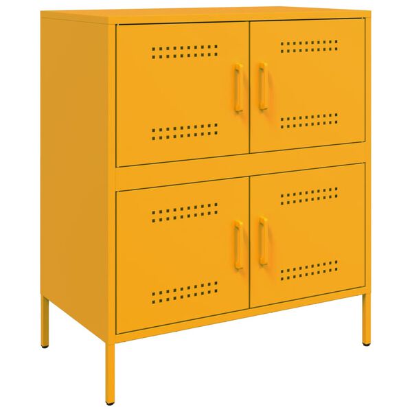 vidaXL Buffet jaune moutarde 68x39x79 cm acier