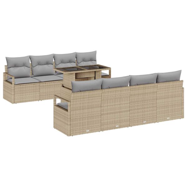 vidaXL Ensemble de canapé de jardin 9 pcs Beige et Gris clair