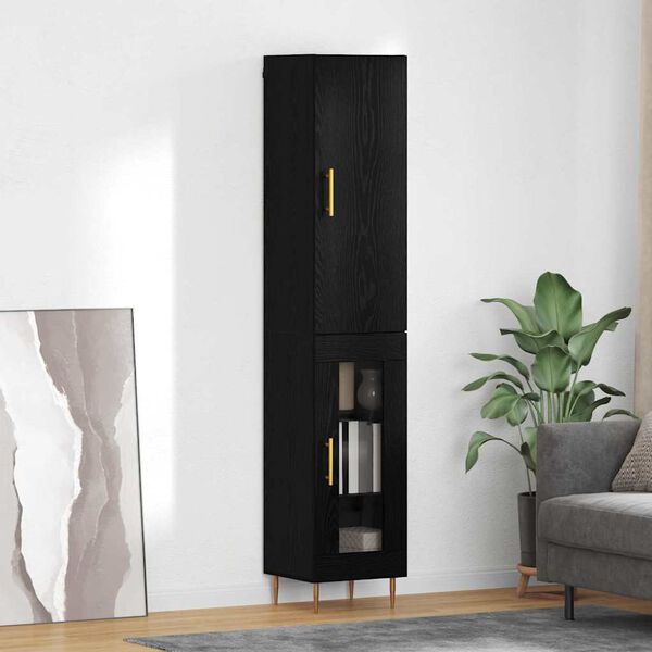 vidaXL Haut Armoire 2 pcs Ch&ecirc;ne noir Bois d'ing&eacute;nierie