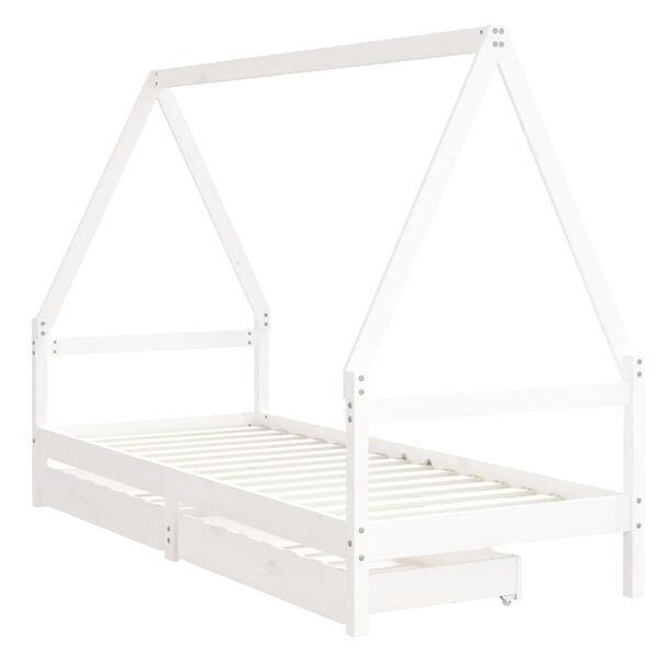 vidaXL Cadre de lit d'enfants tiroirs blanc 90x190 cm bois pin massif