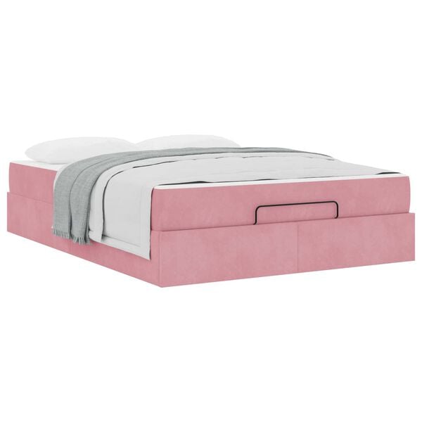vidaXL Cadre de lit avec matelas avec matelas 2 pcs Rose Velours