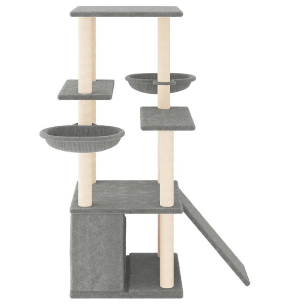 vidaXL Arbre à chat avec griffoirs en sisal gris clair 133 cm