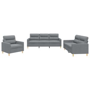 vidaXL Ensemble de canap&eacute;s 3 pcs avec coussins Gris clair Tissu