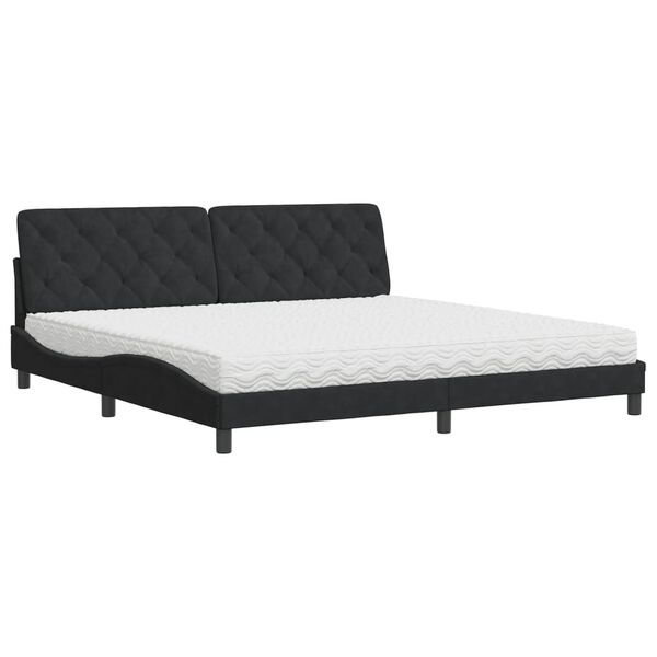vidaXL Lit avec matelas noir 200x200 cm velours