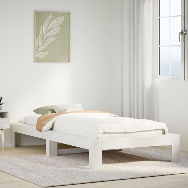 vidaXL Cadre de lit sans matelas blanc 75x190 cm bois de pin massif