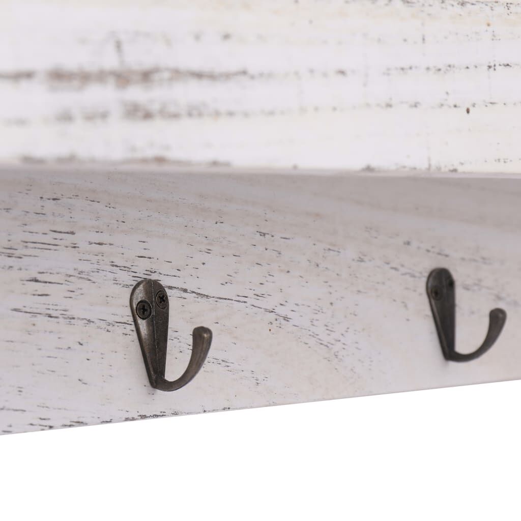 Porte-manteau Mural Blanc En Bois Aggloméré Avec étagère - Design Moderne Pour Couloir - 84x80 Cm - 9