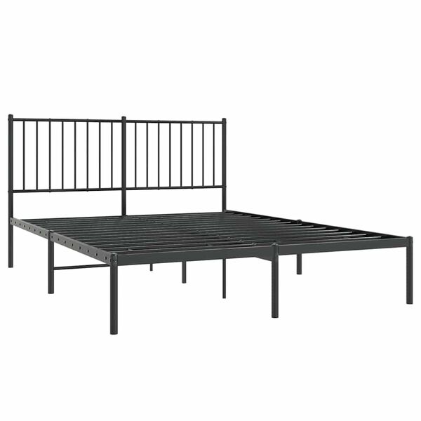 vidaXL Cadre de lit métal sans matelas avec tête de lit noir 135x190cm