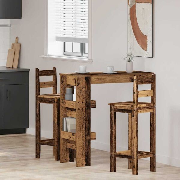 vidaXL Table bar mural vieux bois 102x45x103,5 cm bois d'ingénierie