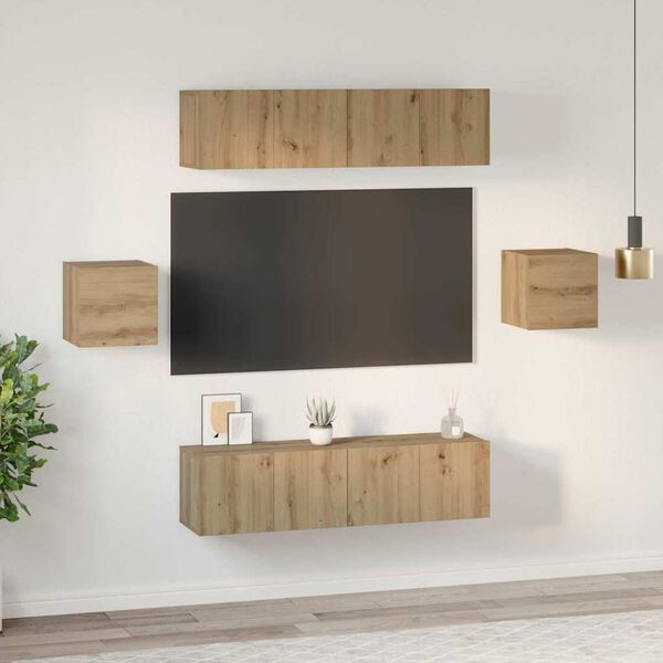 vidaXL Ensemble meuble TV 6 pcs Ch&ecirc;ne artisanal Bois d'ing&eacute;nierie