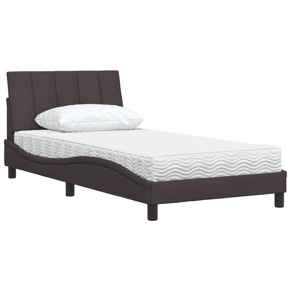 vidaXL Lit avec matelas Hanko marron fonc&eacute; 100x200 cm tissu