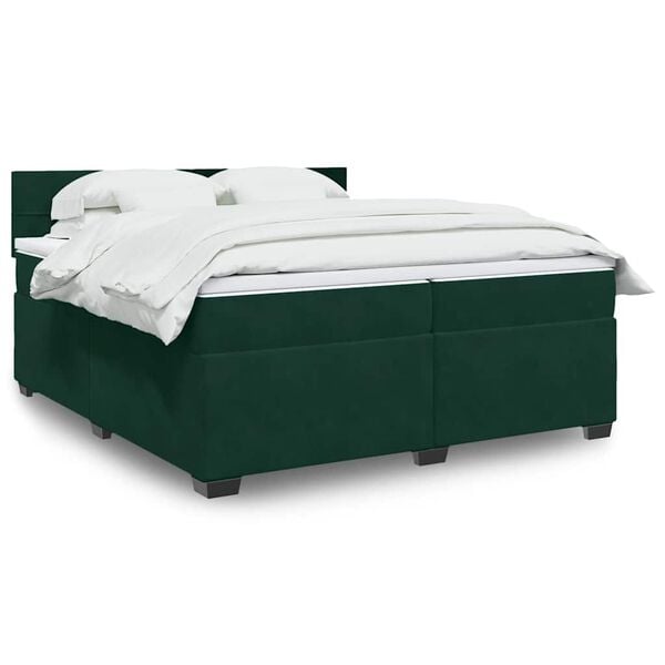 vidaXL Sommier &agrave; lattes de lit et matelas Vert fonc&eacute; 200x200cm Velours