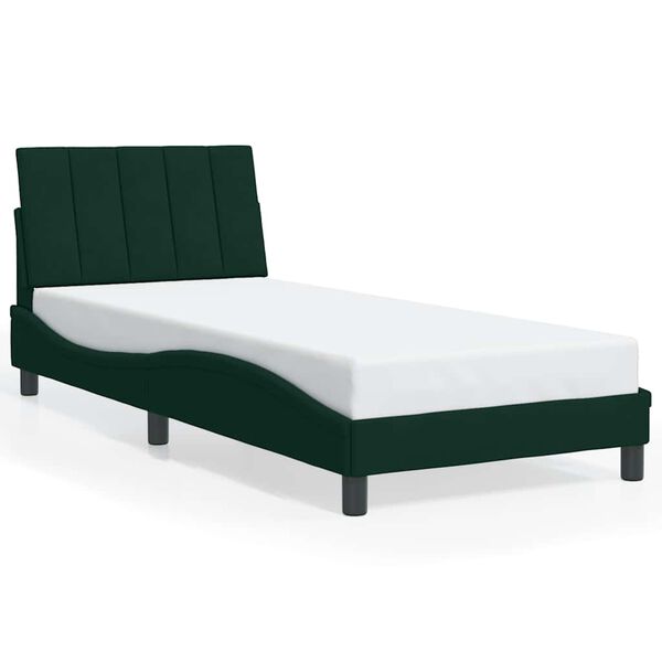 vidaXL Cadre de lit sans matelas Hanko vert fonc&eacute; 90x190 cm velours