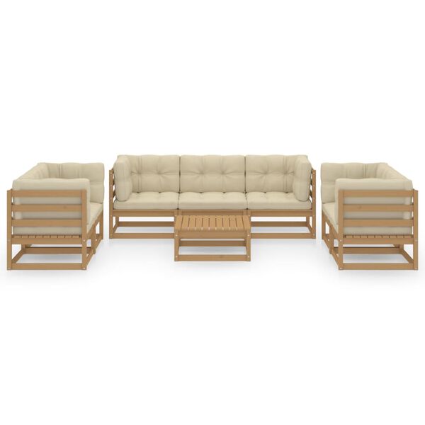 vidaXL Salon de jardin 8 pcs avec coussins Bois de pin massif