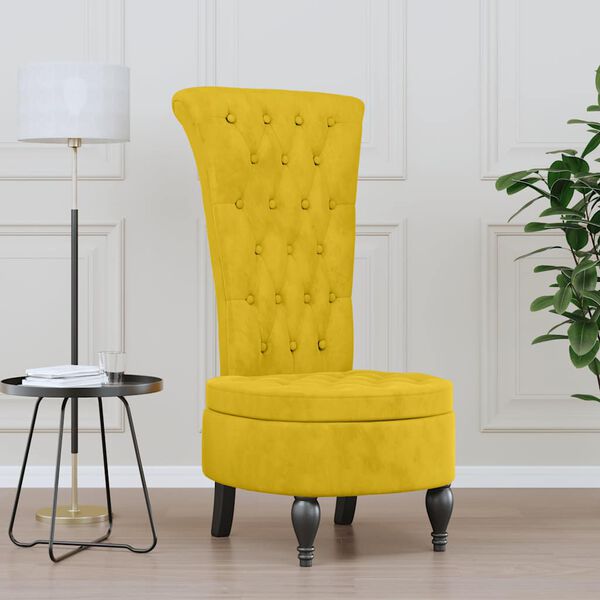 vidaXL Chaise &agrave; dossier haut jaune velours conception de bouton