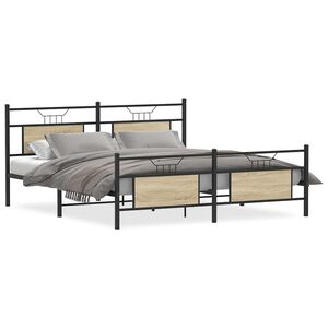 vidaXL Cadre de lit en m&eacute;tal sans matelas ch&ecirc;ne sonoma 160x200 cm