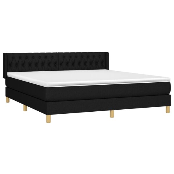 vidaXL Sommier &agrave; lattes de lit avec matelas Noir 180x200 cm Tissu