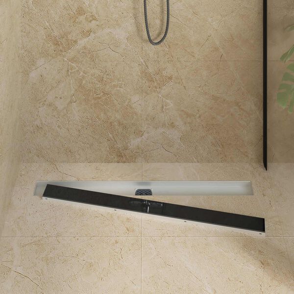 vidaXL Drain de douche avec couvercle en verre et siphon &agrave; 360&deg; 90 cm