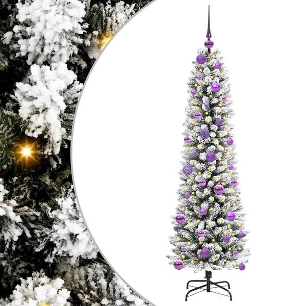 vidaXL Sapin de No&euml;l artificiel avec 150 LED Vert et blanc 150 cm
