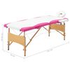 vidaXL Table de massage pliable 2 zones Bois Blanc et rose