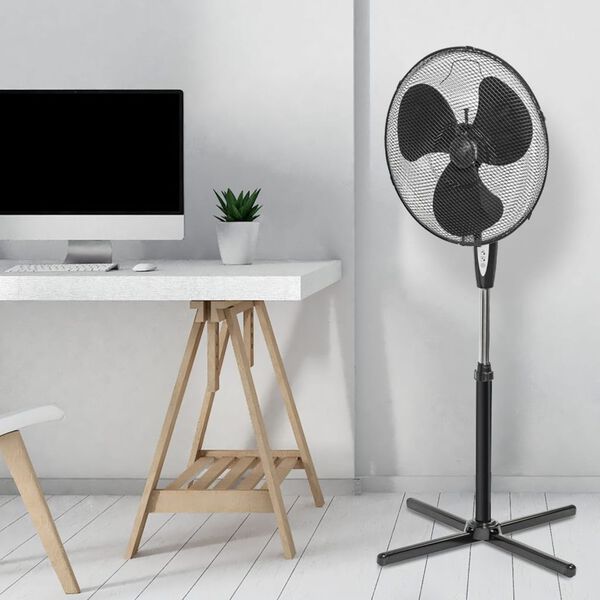 Bestron Ventilateur sur pied avec t&eacute;l&eacute;commande 45 cm 45 W Noir ASV45ZR