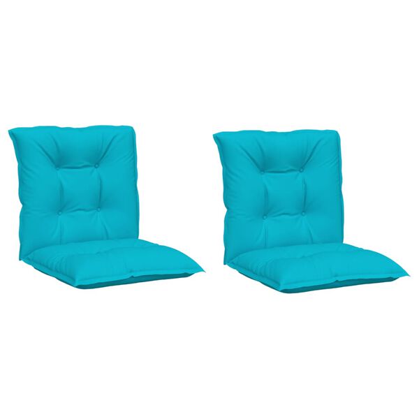 vidaXL Coussins de chaise de jardin &agrave; dossier bas lot de 2 turquoise