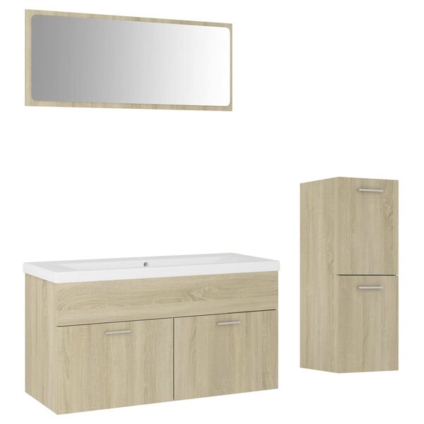 vidaXL Ensemble de meubles de salle de bain Ch&ecirc;ne sonoma Agglom&eacute;r&eacute;