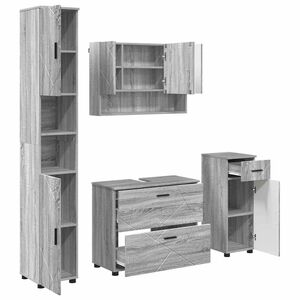 vidaXL Ensemble de mobilier de salle de bain 4 pi&egrave;ces Gris Sonoma