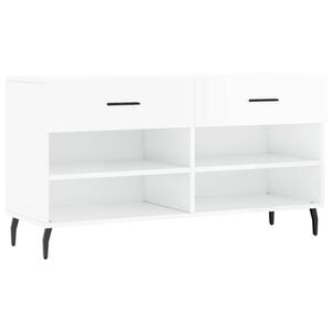 vidaXL Banc &agrave; chaussures blanc brillant 102x35x55 cm bois d'ing&eacute;nierie