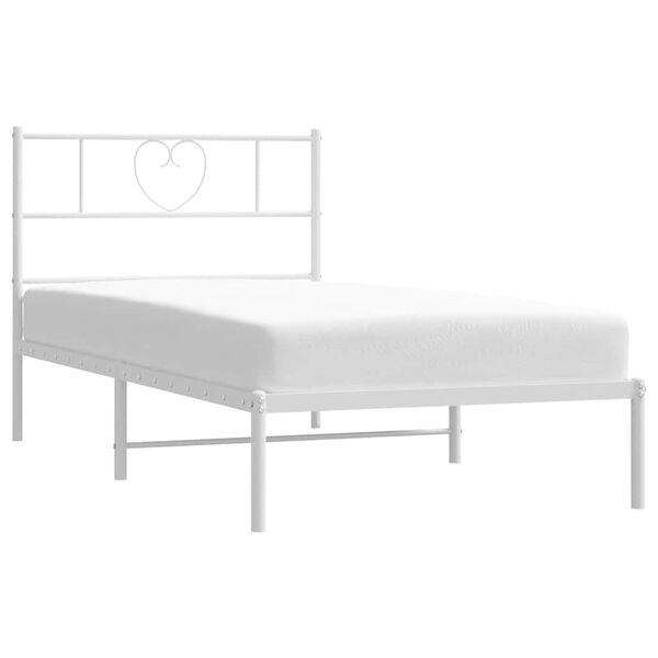 vidaXL Cadre de lit m&eacute;tal sans matelas et t&ecirc;te de lit blanc 100x200 cm