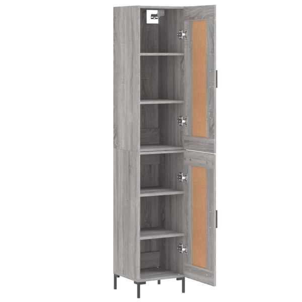 vidaXL Buffet haut Sonoma gris 34,5x34x180 cm Bois d'ing&eacute;nierie