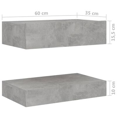 vidaXL Table de chevet Gris béton 60x35 cm Aggloméré