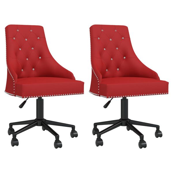 vidaXL Chaises pivotantes &agrave; manger lot de 2 Rouge bordeaux Velours
