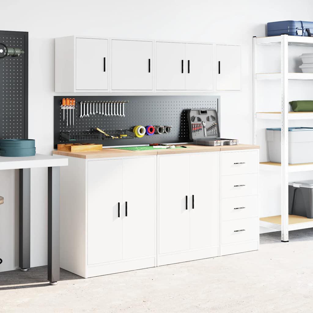 vidaXL Armoire murale de garage blanc bois d'ingénierie