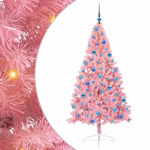 vidaXL Sapin de No&euml;l artificiel pr&eacute;-&eacute;clair&eacute; Rose 180 cm PVC