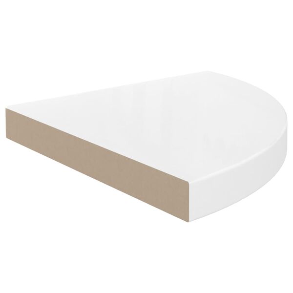 vidaXL Étagères d'angle flottantes 2pcs blanc brillant 35x35x3,8cm MDF