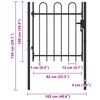 vidaXL Portillon simple porte avec dessus arqué Acier 1x1 m Noir