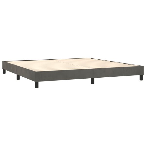 vidaXL Sommier &agrave; lattes de lit et matelas Gris fonc&eacute; 200x200cm Velours