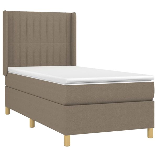 vidaXL Sommier &agrave; lattes de lit avec matelas Taupe 80x200 cm Tissu