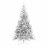 vidaXL Sapin de No&euml;l artificiel pr&eacute;-&eacute;clair&eacute; Argent 210 cm PET