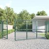 vidaXL Portail de jardin grillag&eacute; vert 350 x 125 cm en acier galvanis&eacute;