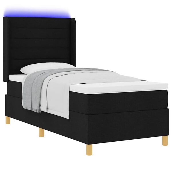 vidaXL Lit &agrave; ressorts avec matelas Noir 100 x 200 cm tissu