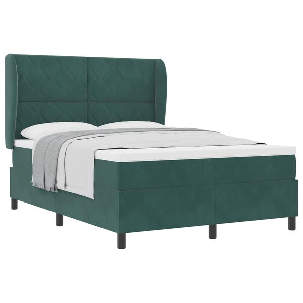 vidaXL Lit &agrave; ressorts avec matelas Vert fonc&eacute; 200 x 160 cm Polyester