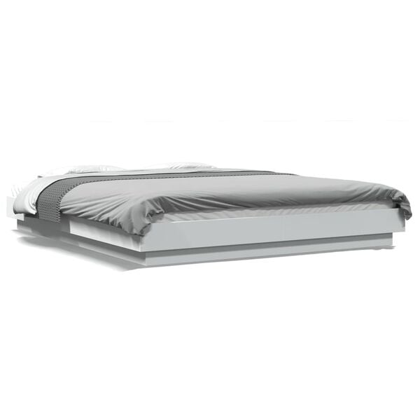 vidaXL Cadre de lit avec lumi&egrave;res LED sans matelas blanc 150x200 cm