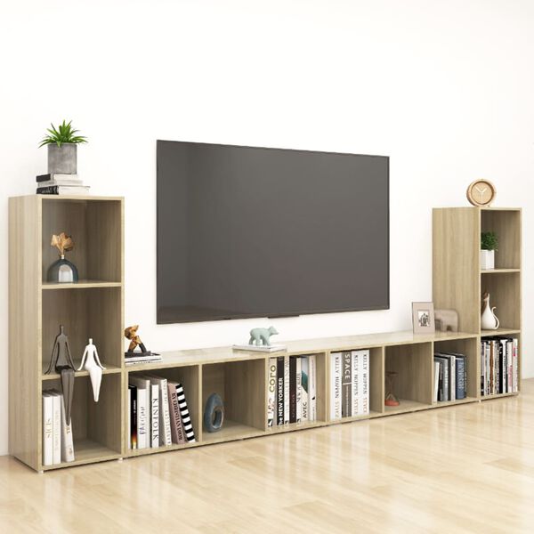 vidaXL Meubles TV 4 pcs Ch&ecirc;ne sonoma 107x35x37 cm Bois d'ing&eacute;nierie