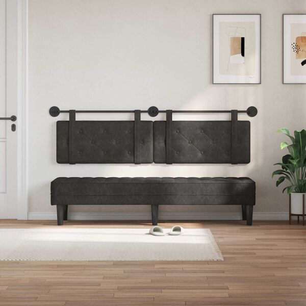 vidaXL T&ecirc;te de lit suspendue Noir 190 x 55 x 5 cm PU antique
