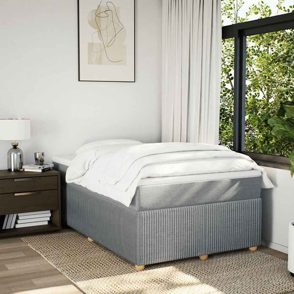 vidaXL Sommier &agrave; lattes de lit avec matelas Gris clair 120x200cm Tissu