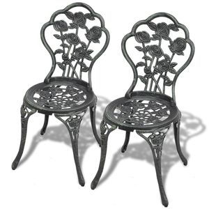 vidaXL Chaises de bistro lot de 2 Aluminium coulé Vert