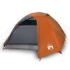 vidaXL Tente de camping &agrave; d&ocirc;me 4 personnes gris et orange imperm&eacute;able